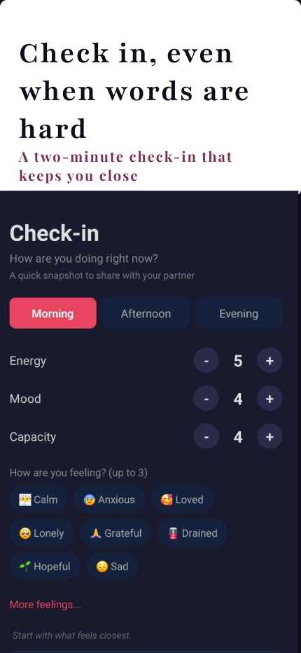 Bound Daily Check-in screen